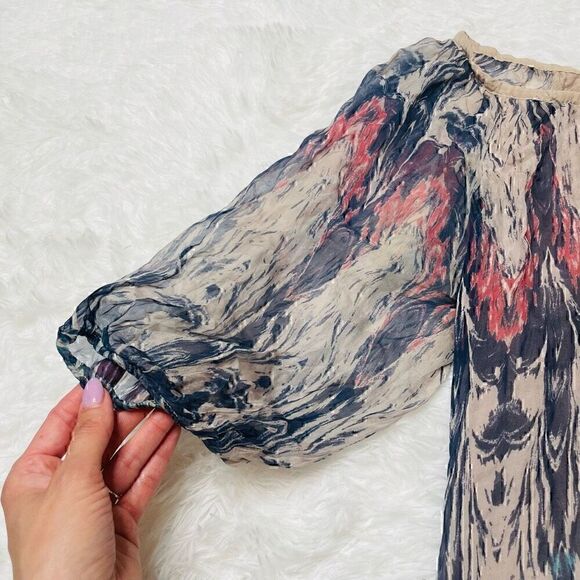 Marina Gigli Made in Italy 100% Silk Dress Tunic Lined Size S Balloon Sleeve - Picture 5 of 11